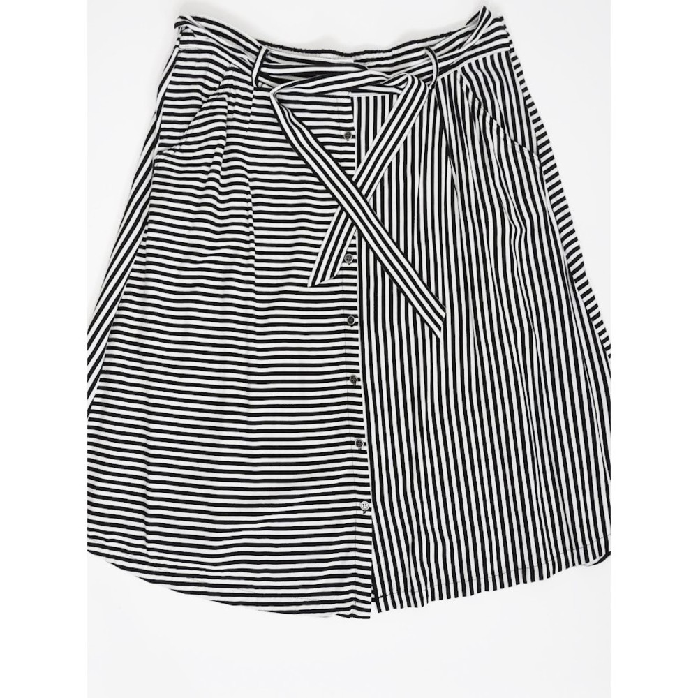 Sportsgirl Black and White Juxtapose Striped Button-Up Skirt
